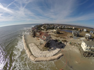 Sandbags are shown in place at North Topsail Beach in this January 2014 image. Photo: Town of North Topsail Beach