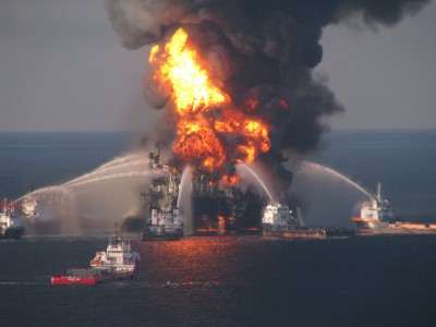 The explosion of BPs Deepwater Horizon oil rig weighed heavily on the minds of many at the press conference. Photo: Surfrider