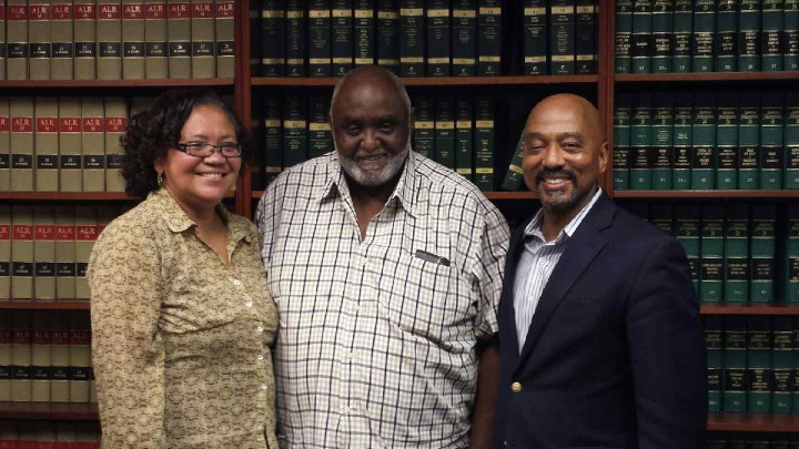 Harriett Hurst Turner, left, and John Hurst, center, are pictured with Charles Francis, the attorney who represented them in an case that ended in a land sale that earned them $10.1 million and added 290 acres to Hammocks Beach State Park.