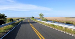 Vast expanses of marsh and open road mark the Cedar Island National Wildlife Refuge. Photo: Catherine Kozak
