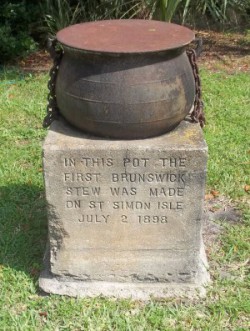 This is the stew pot that legend was used to make the first Brunswick stew in Brunswick County, Ga., in 1898. Source: Wikipedia