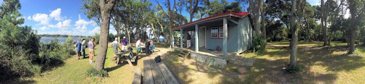 The group gathers on Jones Island in the mouth of the White Oak River. Photo: Mark Hibbs, Coastal Review Online