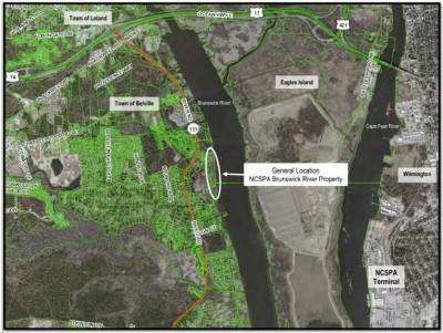 The State Ports Authority plans to convey a conservation easement to the N.C. Department of Environmental Quality for a 13.4-acre tract the authority owns on the Brunswick River that is mostly coastal marsh within primary fisheries nursery habitat. Photo: Department of Environmental Quality