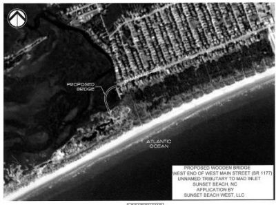 A company called Sunset Beach West LLC wants to build the private bridge to access a planned oceanfront housing development in an area that was once an inlet.