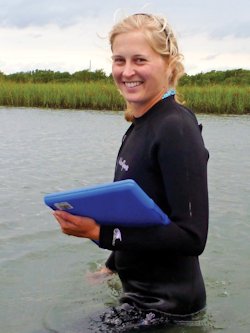 Rachel Gittman research on the Outer Banks has shown that living shorelines can withstand storms better than bulkheads. Photo: UNC