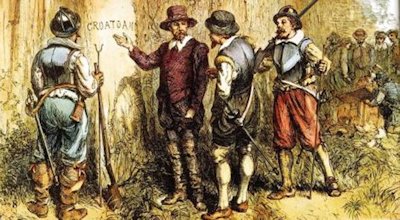 Gov. John White returned to the Roanoke colony to discover the only clue, the word “Croatan” carved into a tree.