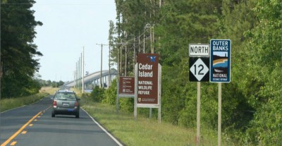 National byway signs are going up on N.C. 12 in eastern Carteret County. Photo: Outer Banks Scenic Byway Committee