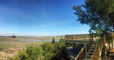 This observation deck is connected to a nature trail that includes a series of elevated board walks and natural trails under construction as part of a development at the east end of Sunset Beach in Brunswick County. Photo: courtesy Sammy Varnum