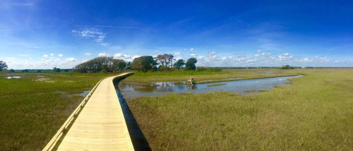 This boardwalk is one of a series of elevated wooden walkways that make up a nature trail under construction as part of a development at the east end of Sunset Beach. Photo: Courtesy Sammy Varnum.