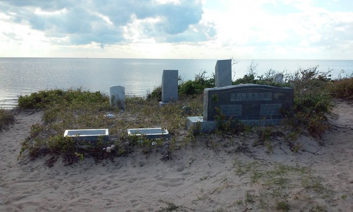 The Midgett Cemetery occupies a picturesque by vulnerable site on Hatteras Island. Photo: Kay Midgett Sheppard