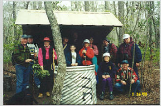 The wildlife club's subcommittee on "Nails, Hammers and Slightly Smashed Thumbs" designed and built the shelters in Gene Huntman's backyard, then each was partially dismantled and transported to the site for final construction. Photo: Carteret County Wildlife Club