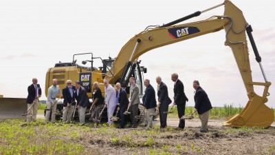 Gov. Pat McCrory, fourth from left, joins local officials for the ground-breaking ceremony of the Amazon wind project. Photo: Elizabeth City-Pasquotank Economic Development Council