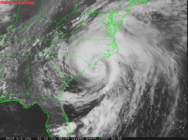 Hurricane Bertha came ashore on July 12, 1996. It was the first significant storm to hit the area since Hurricane Diana in 1984. Photo: National Hurricane Center