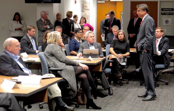 Gov. Pat McCrory speaks during a briefing of the Hurricane Matthew Recovery Committee earlier this week at the state Emergency Management Center. Photo: Kirk Ross